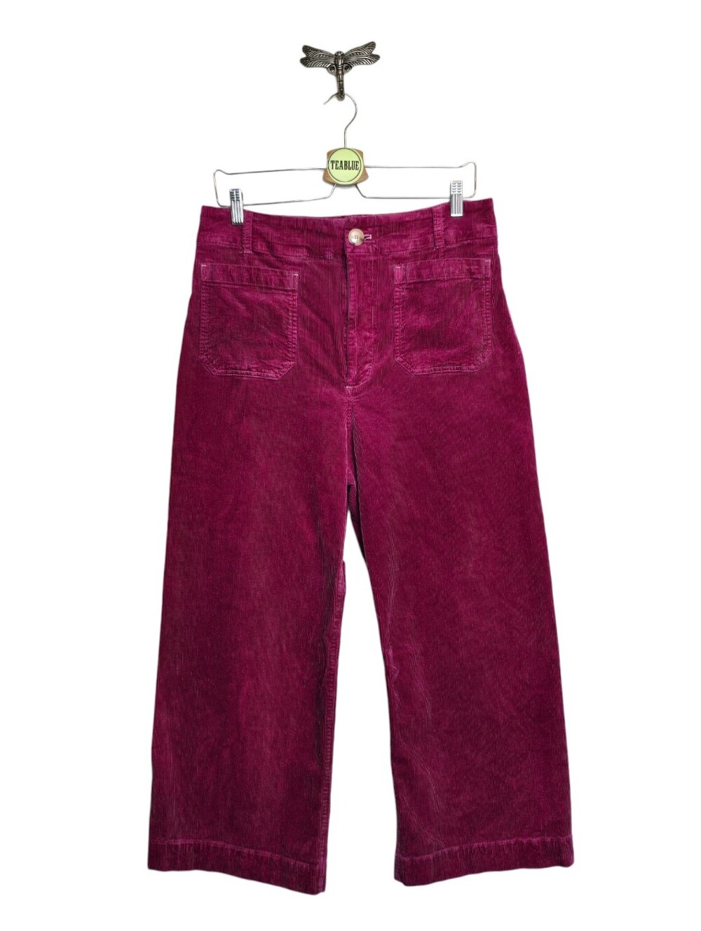 Maeve Colette Corduroy Crop Wide-Leg Pants 32 Dark Pink